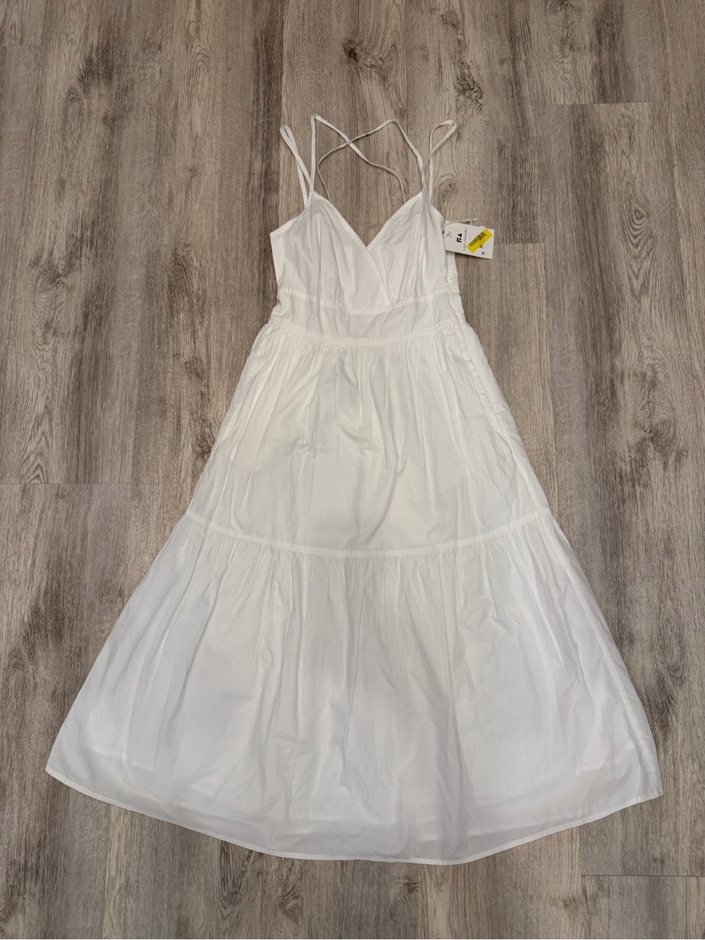 Free Assembly White Cotton Tiered Midi Sundress XS NWT